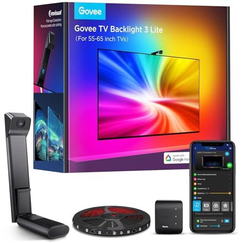 Govee Luces LED TV Retroiluminación 3 Lite con Fish Eye Función, WiFi RGBICW de 3,6 M con Cámara, 4 Colores en 1 Lámpara, Tira LED adecuado para TV de 55 a 65 pulgadas, Control por Voz y Aplicación
