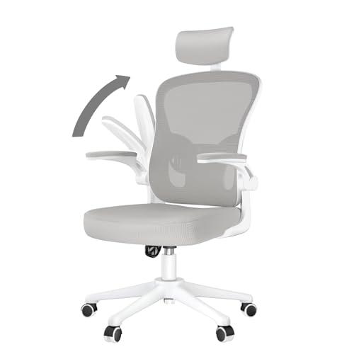 20% DESCUENTO naspaluro Silla de Oficina Ergonómica, Silla de Escritorio con Soporte Lumbar, Reposacabezas Ajustable, Reposabrazos Abatibles, Silla Giratoria con Respaldo Transpirable, Gris