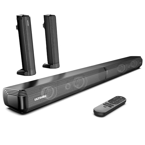 41% DESCUENTO ULTIMEA 2.2ch Barras de Sonido para TV, 2 en 1 Barra de Sonido Desmontable para TV, Bluetooth 5.3 TV Sound Bar, 3 Modos de Ecualización y Graves Ajustables Altavoces de TV, ARC/óptico/Aux, Apollo S40