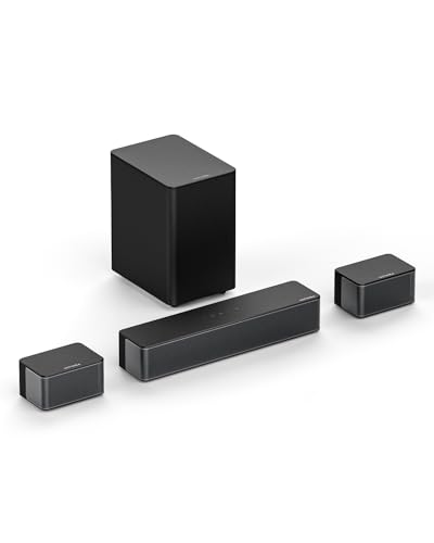 31% DESCUENTO ULTIMEA 5.1ch Barra de Sonido Envolvente, Pot Máx 320W, Barras de Sonido TV con Subwoofer y 2 Altavoce Trasero, Sistema de Home Cinema con Bajos Ajustables, BT 5.3/HDMI/Óptico/AUX/USB, Poseidon D50