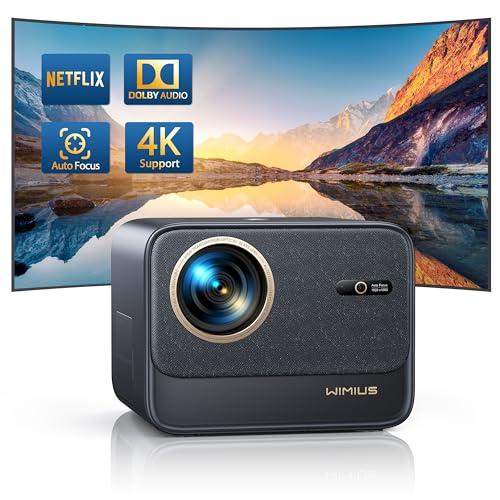34% DESCUENTO Proyector【Netfix Oficial/Dolby & Auto Keystone/Focus】28000Lúmenes Proyector WiFi Bluetooth FHD 1080P Nativo,WiMiUS Proyector 4K Portatil Movil Exterior Cine en Casa Jardín Zoom para Android/iPhone/PS5