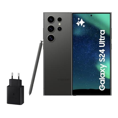 39% DESCUENTO Samsung Galaxy S24 Ultra y Cargador 45W, Teléfono Móvil con IA, Smartphone Android, 12 GB RAM, 512 GB Almacenamiento, Cámara 200MP, S Pen, Batería Larga Duración, Negro Titanium (Versión Española)