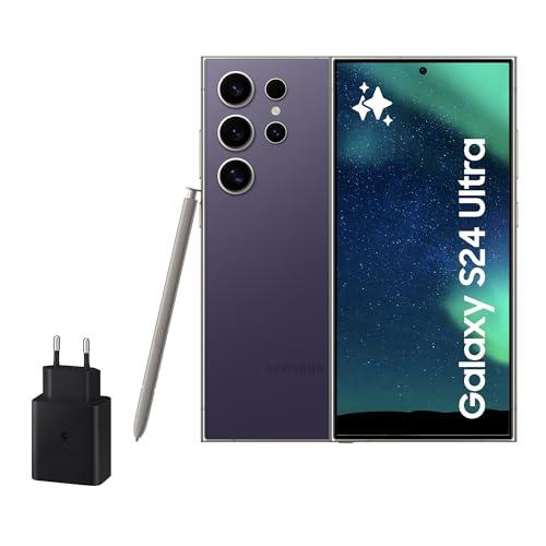 39% DESCUENTO Samsung Galaxy S24 Ultra y Cargador 45W, Teléfono Móvil con IA, Smartphone Android, 12 GB RAM, 512 GB Almacenamiento, Cámara 200MP, S Pen, Batería Larga Duración, Violeta Titanium (Versión Española)
