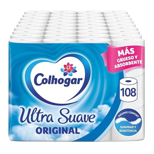 Colhogar Ultra Suave Original x108 Papel Higiénico Blanco de 2 Capas 9 paquetes de 12 Rollos, Sin Perfume