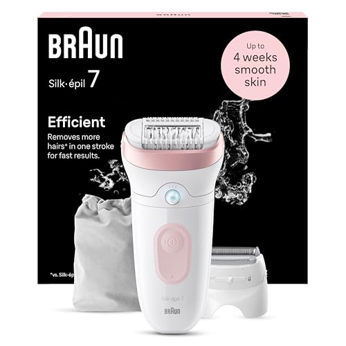 38% DESCUENTO Braun Silk épil 7, Depiladora Eléctrica Para Una Eliminación Del Vello Fácil, Piel Suave Duradera, 7 030, Blanco/Flamenco