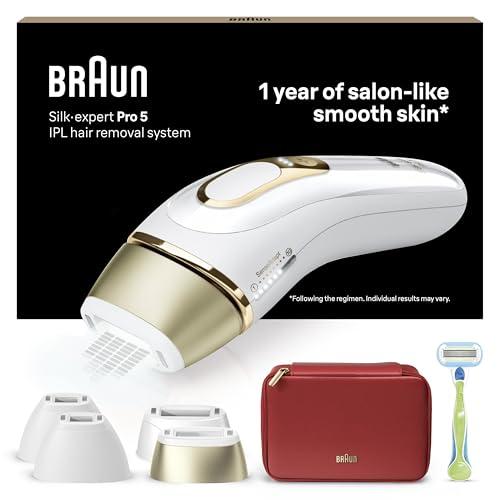 38% DESCUENTO Braun Luz Pulsada Silk expert Pro 5 PL5382 IPL, Eliminación Del Vello En Casa, Funda, Maquinilla De Depilación Venus, 4 Cabezales