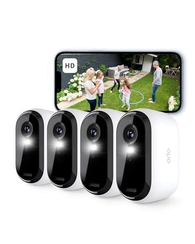 33% DESCUENTO Arlo Essential 2 Camara Vigilancia WiFi Exterior HD, Camara Vigilancia WiFi Interior, Sensor de Movimiento, Alarmas Para Casa, Visión Nocturna En Color, Prueba Arlo Secure Incluida, 4 Cámaras, Blancas
