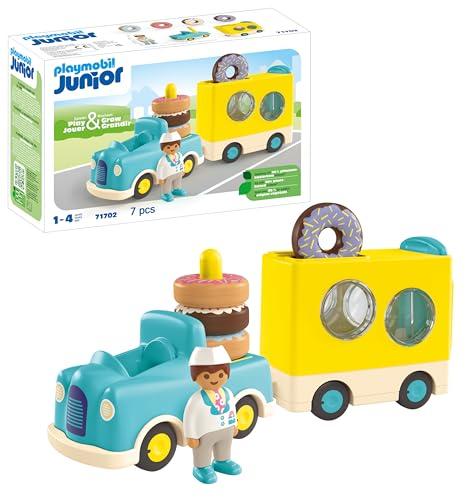 30% DESCUENTO PLAYMOBIL Junior 71702 Camión de Donut, con función de apilamiento y clasificación, Juguete sostenible Hecho de plásticos a Base de Plantas, Juguetes para niños a Partir de 1 año