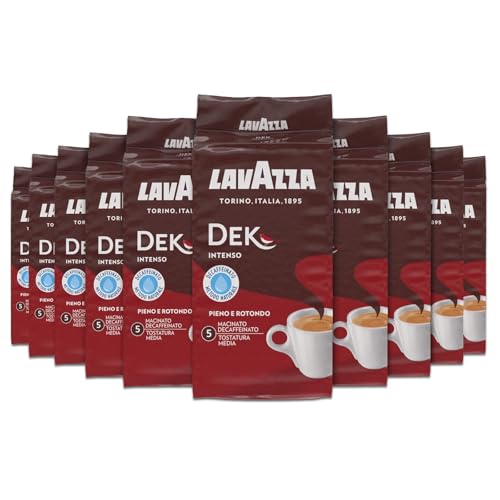 27% DESCUENTO Lavazza, Dek Intenso, Café Molido Natural, 10 x 250 g, Ideal para Cafetera Italiana, de Filtro y Francesa, con Notas Aromáticas de Madera y Tabaco, Arábica y Robusta, Intensidad 5/10, Tueste Medio