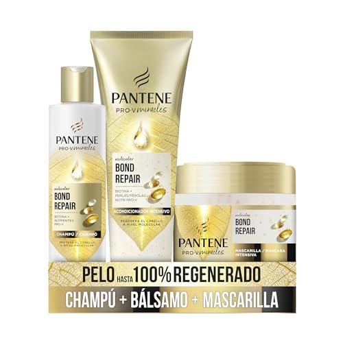 35% DESCUENTO Pantene Molecular Bond Repair Con Biotina Champú 250ml Fórmula Pro V + Mascarilla Intensiva 300ml Y Acondicionador 150ml Para Pelo Dañado Y Seco