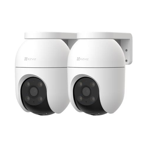 30% DESCUENTO EZVIZ 2PCS Camara Vigilancia WiFi Exterior 360°,1080P Cámara IP de Seguridad,Visión Nocturna a Color,AI Detección de Personas,Seguimiento Zoom Auto,Audio Bidireccional,Sirena, Alexa/Google,C8c 2MP