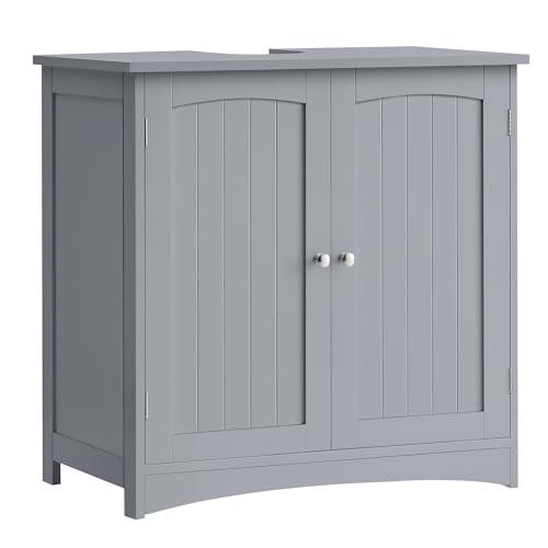 VASAGLE Under Sink Storage Bathroom Floor Cabinet with 2 Door Adjustable Shelf 70 x 40 x 70 cm, MDF (Tablero de Fibra de Densidad Media), Gris Paloma, 40 x 70 x 70 cm (Profundo x Ancho x Alto)