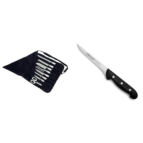 34% DESCUENTO Arcos Bolsa Portacuchillos de 8 Piezas para Guardar Cuchillos. Color Negro & Cuchillo deshuesador con Hoja Acero Inoxidable Nitrum 160 mm