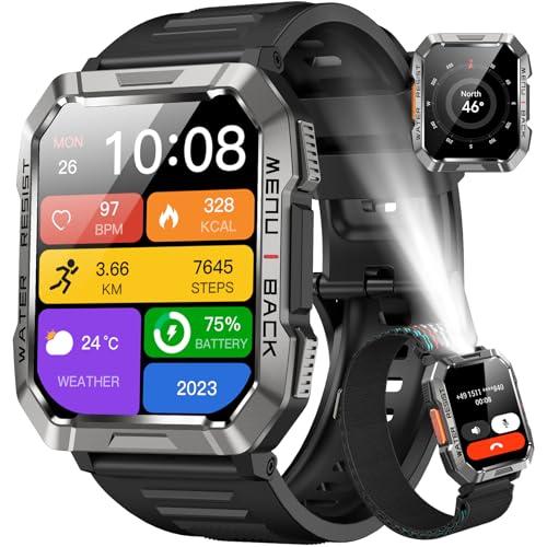 33% DESCUENTO Blackview Reloj Inteligente Hombre Llamadas Bluetooth, 2.01” Smartwatch Hombre con Linterna, Brújula, Pulsómetro, Monitor de Sueño, Podómetro, Notificación, Pulsera Actividad 100+ Modos Deportivos