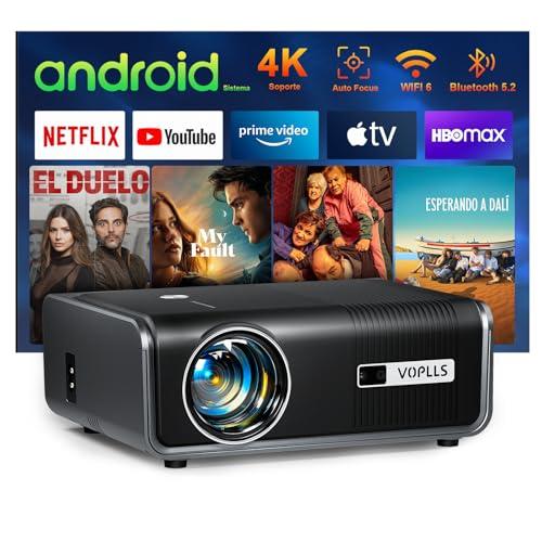 32% DESCUENTO Smart Proyector con Built in Apps & Auto Focus/Keystone, 23000 Lumen Proyector WiFi Bluetooth Full HD 1080P, VOPLLS Proyector Cine en Casa con Zoom del 50% para iOS/Android/PPT