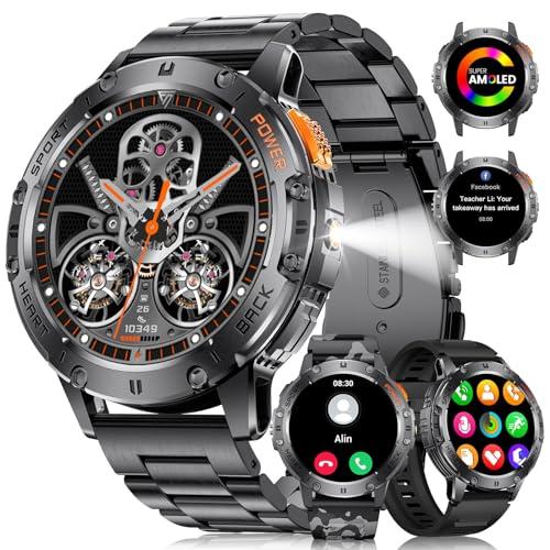 44% DESCUENTO DREMAC Militar Reloj Inteligente Hombre con Linterna, 530mAh, 1.43″ AMOLED Smartwatch Hombre con Llamadas Bluetooth, Monitor de Sueño, Podómetro, Deportivos Exteriores Smartwatch para Android iOS