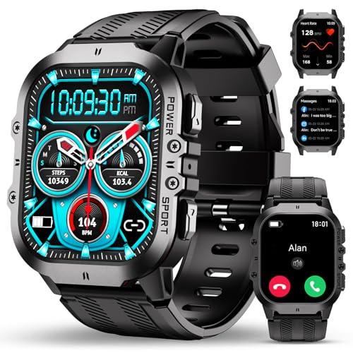 OUKITEL Reloj Inteligente Hombre BT20, 1,96″ AMOLED Smartwatch Hombre con Llamadas Bluetooth, 5ATM Impermeable, Pulsómetro Presión Arterial Monito de Sueño 120+ Modos Deportivos para Android iOS