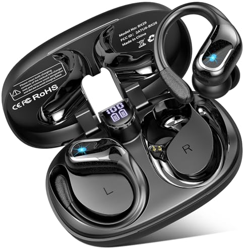 80% DESCUENTO Auriculares Inalámbricos Deportivos, 2024 75Horas Auriculares Bluetooth Sonido Estéreo, Cascos Inalambricos Bluetooth 5.4, Auriculares in Ear con ENC Cancelacion Ruido, IP7 Impermeable, Tipo C, Negro