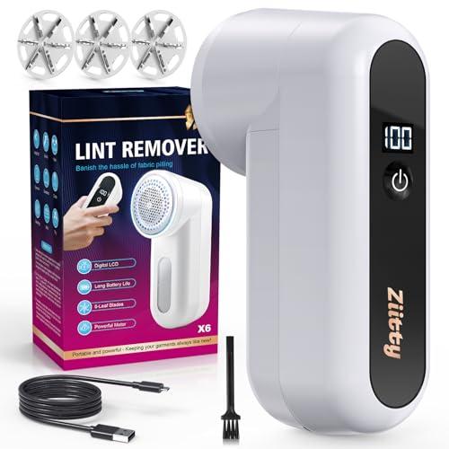 20% DESCUENTO Ziitty Quitapelusas Electrico Quita Pelusas Ropa, Maquina Quitar Bolitas Ropa, Pantalla LCD, Carga por Type C, 6 Hojas, Cuchilla de Quitapelusas Recargable Potente y Eficiente para Ropa y Muebles