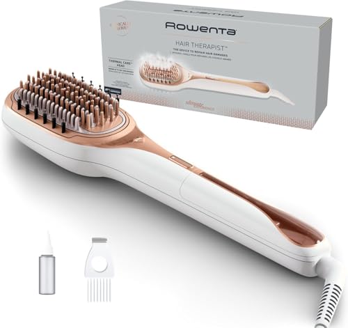33% DESCUENTO Rowenta Hair Therapist Cepillo reparador del cabello, a vapor, repara hasta un 78% dañado, tecnología Thermal Care, revestimiento keratina, incluye accesorios, blanco, CF9920