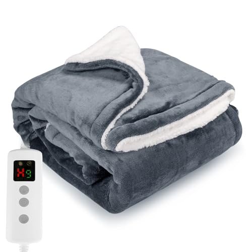 44% DESCUENTO PROALLER Manta Electrica Grande, 180 x 130 CM, Doble Franela Polar Sherpa, Lavable a Máquina, Temporizador De 9 Horas y 10 Configuraciones De Calor, Manta Termica Manta Electrica Sofa Blanket