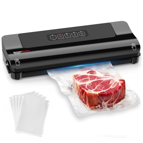 38% DESCUENTO Bonsenkitchen Envasadora al Vacío, Máquina Envasadora al Vacio Domestica Rápida y Compacta, Alta Velocidad de Trabajo Continuo, incluye Bolsas de Vacío y Mangueras Accesorias