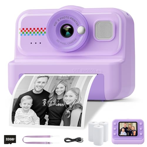 24% DESCUENTO HiMont Camara Fotos Infantil Instantanea, HD/1080P Cámara Instantánea para Niños con Tarjeta de 32G y Papel de Impresión, Camara Fotos Infantil Divertidos Regalos de Juguete para Niños de 3 a 12 Años