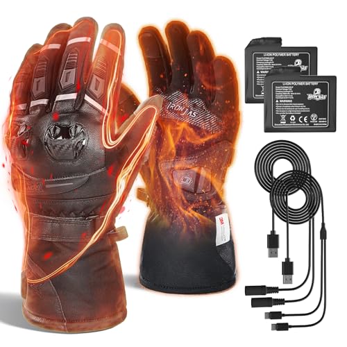 20% DESCUENTO IRON JIA’S Guantes calefactables Moto 3000mAh,Guantes Moto calefactables USB,Guantes de Invierno cálidos para Exteriores con protección para los Nudillos,Recargables,Impermeables,Pantalla táctil