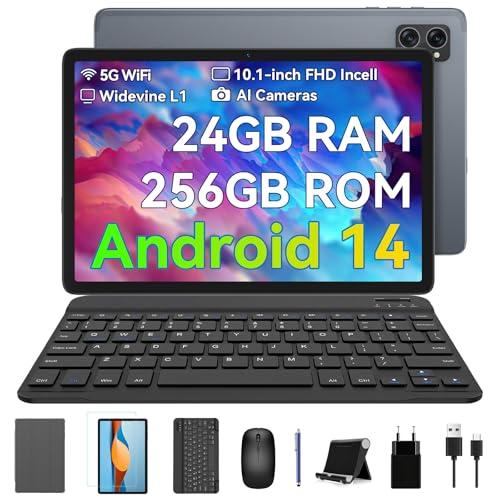 BESTTAB A20 Tablet 10 Pulgadas Android 14, 24GB RAM + 256GB ROM/2TB TF PC Tablet, 120 HZ Widevine L1, 1920 * 1200 FHD, Octa Core/Dual AI Cameras Tablet Gaming 5G WiFi/PC Mode/5000 mAh/Dual Box/BT 5.0