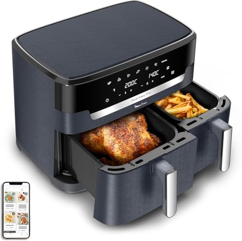 47% DESCUENTO Moulinex XXL Dual Easy Fry 11L: Freidora de Aire de Doble Cesta +8 Personas, Dos cestas (6,5 L + 4,5 L),7 Programas Automáticos, EZ942BF0