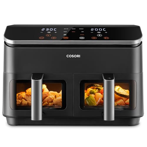 44% DESCUENTO Cosori Freidora de Aire con Doble Cesta 8,5L Air Fryer, Capacidad Adecuada, Más Sano, SYNC Finish, 2 4 Personas, 10 en 1, 35 230℃, Uso Sencillo, Rápido y Crujiente, Acero Inox Interior