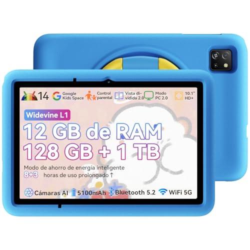 23% DESCUENTO Blackview TabA6Kids Tablet Niños 10 Pulgadas Android 14,12GB RAM+128GB ROM/1TB, Octa Core Tablet para Niños Widevine L1/Eye friendly HD+ 800*1280/5100 mAh/Dual AI Cameras/Parent Control/5G WiFi/BT 5.2