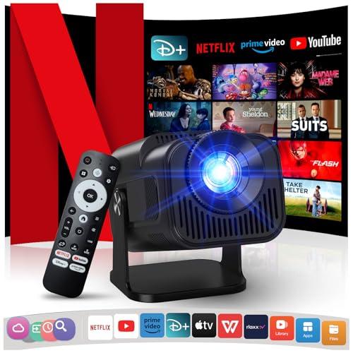 36% DESCUENTO [Netflix Oficial/Dolby Audio] 4K Proyector con WiFi y Bluetooth, 1080P Nativo Mini Proyector Portátil, One Click Use Netflix/Youtube/PrimeVideo/D+ Integrados, Smart Home Outdoor Proyector Negro