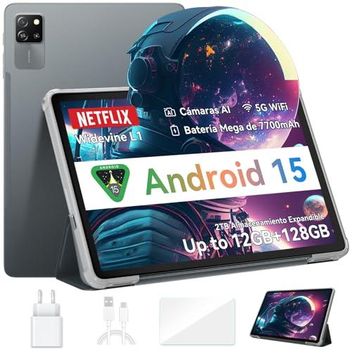 Blackview Tablet Android 15 Tab 60 Pro 10 Pulgadas 12GB RAM + 128GB ROM/2TB TF, 4G LTE+5G Wi Fi, Widevine L1 HD+ IPS, Face ID, Octa Core, 7700mAh Batería, Dual Cámara 8MP+5MP/GPS/WPS Suite PC Tablet