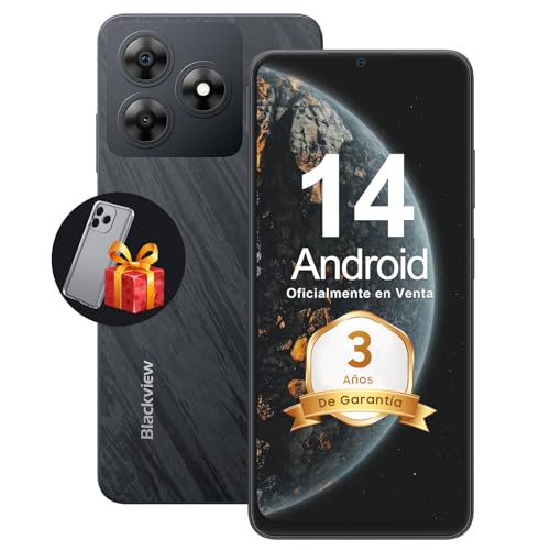 Blackview 2025 Wave 8C Movil Android 14 6GB+64GB/2TB, 6.56″ HD+, 10W Cargador Rápido,Smartphone 13MP+8MP/4G Dual SIM/8 Core/Face ID/OTG/GPS/Funda de Móvil/3 Años Garantía Telefonos Moviles Libres