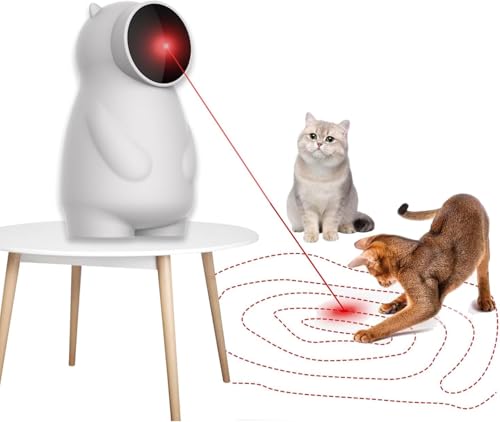 WUGEIN Puntero Laser Gatos,Juguetes Interactivos para Gatos, Juguetes Automáticos Recargables Gatos/Perritos/en Interiores,Rangos de Círculo Ajustables, Recargable por USB
