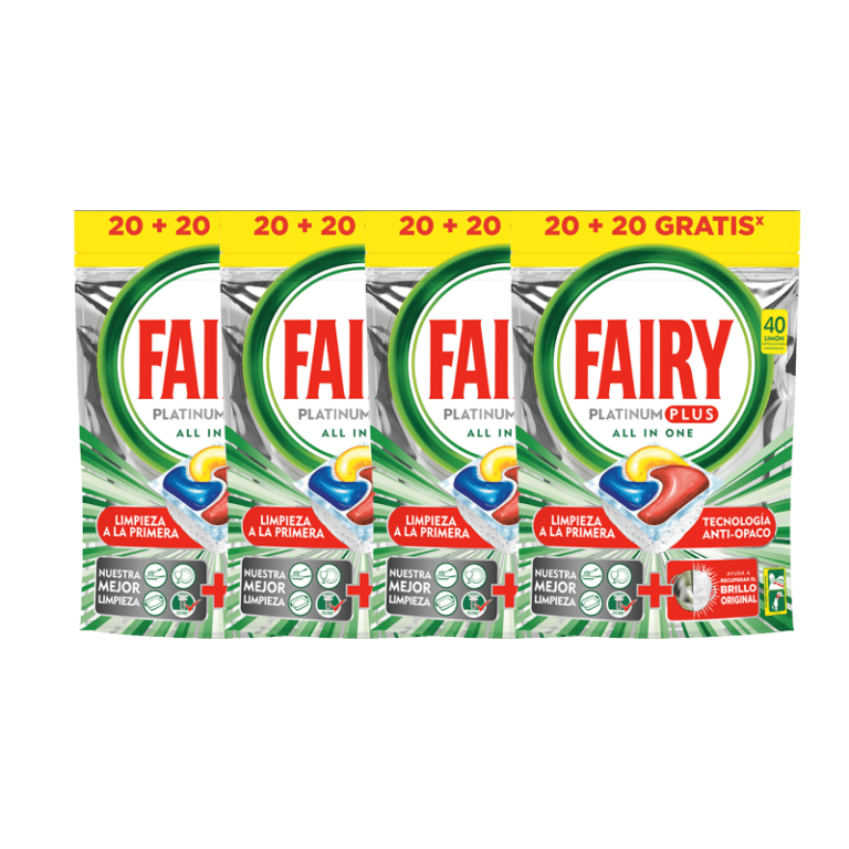 Fairy Platinum Plus All in One 160 Pastillas Lavavajillas, Pack Ahorro 2×1, en total 160 Capsulas, Limpieza Profunda y Extra Brillo, Fragancia Limon | Miravia