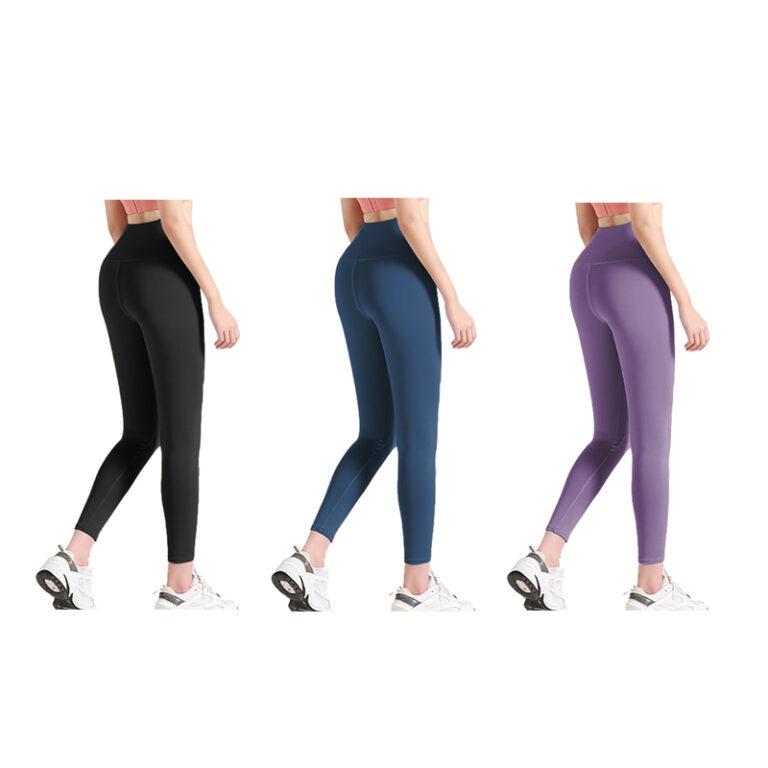 Frees Copes Pack ahorro 3 piezas pantalones de yoga sin costuras, deportivos ajustados de cintura alta Leggings, elásticos, levantamiento de glúteos, para gimnasio, negros + azules + morados novedad A | Miravia
