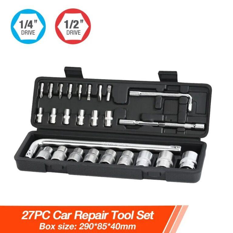 Herramienta de Mano ValueMax Kit de Reparación de Autos Herramientas Mecánicas Universales de 3/8» 1/2» 1/4» DR Set de Enchufes para Reparación en Casa | Miravia