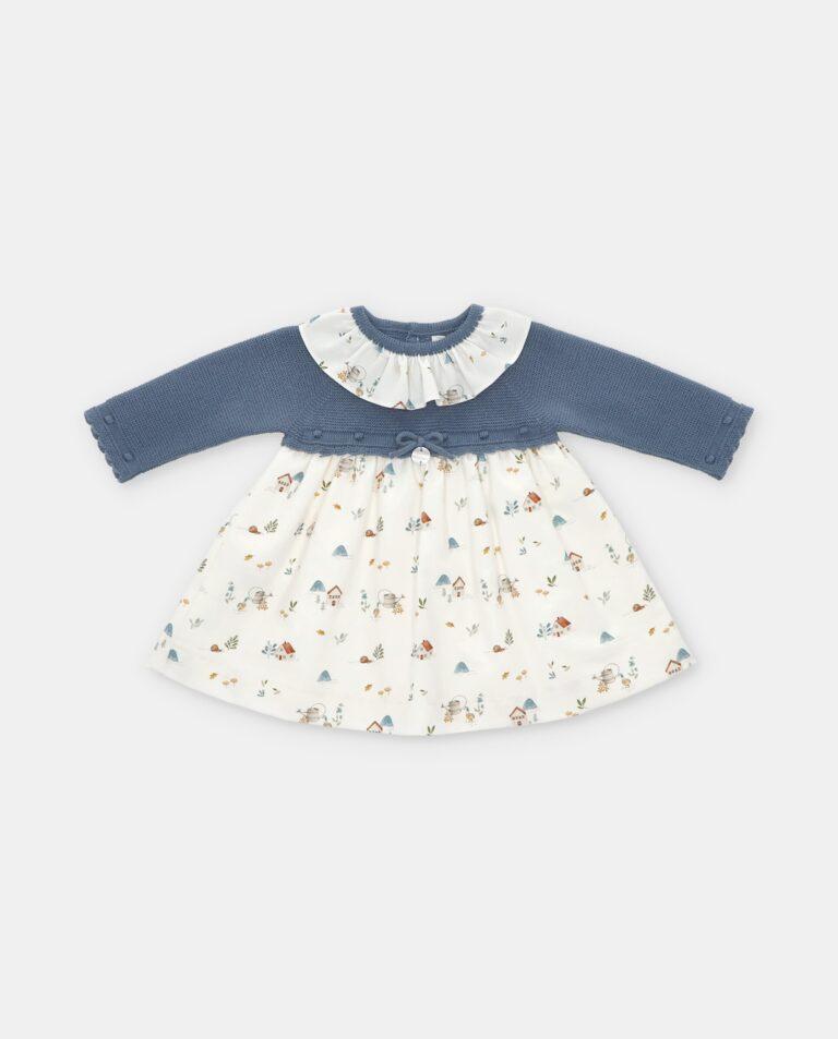 Vestido de bebé niña combinado con estampado fantasía en azul · Martín Aranda · El Corte Inglés