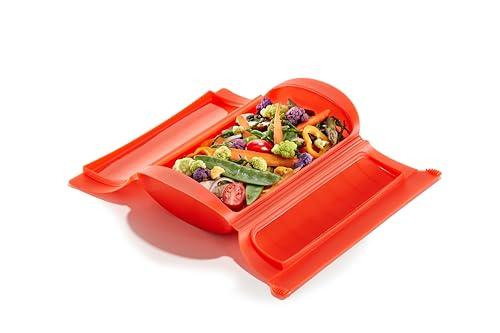 DESCUENTAZO 47% DESCUENTO Lékué Estuche de vapor, Sin bandeja, silicona platino Rojo, 1 2 personas, 650 ml