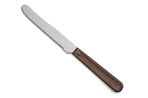 22% DESCUENTO Arcos Cuchillo de Mesa con Hoja de Acero Inoxidable de 110mm y Mango de Polipropileno. Cuchillo Ligero para el Servicio de Carne. Color Marrón