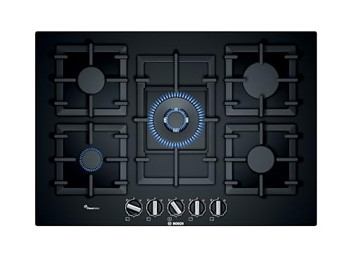 38% DESCUENTO Bosch PPQ7A6B90 Placa de gas, Serie 6, 5 quemadores, 75cm, Cristal templado
