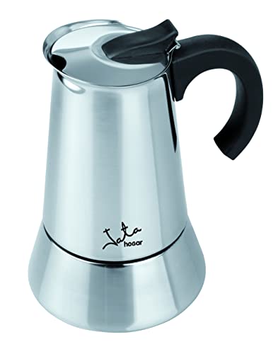 Jata CAX106 Cafetera Italiana Inducción, Capacidad 6 Tazas, Apta para Todo Tipo de Cocinas, Cuerpo Acero Inoxidable