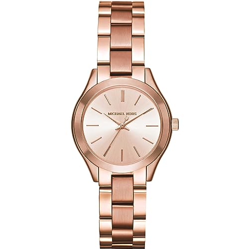 42% DESCUENTO Michael Kors Reloj Delgado de Pasarela para Mujer con 3 Asas y Correa de Acero Inoxidable en Oro Rosa MK3513