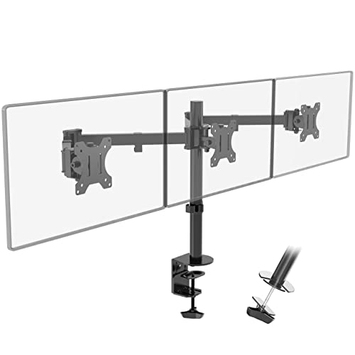PUTORSEN Soporte de Tres Brazo de Escritorio Ajustable, para Pantalla de Monitor de TV, LCD y computadora de13 27, con Capacidad de Carga de 7kg para Cada Monitor