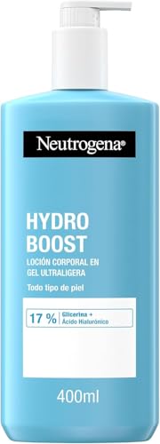 24% DESCUENTO Neutrogena Hydro Boost Loción en Gel Ultraligera (400 ml), crema hidratante corporal refrescante con Glicerina y Ácido Hialurónico para todo tipo de piel