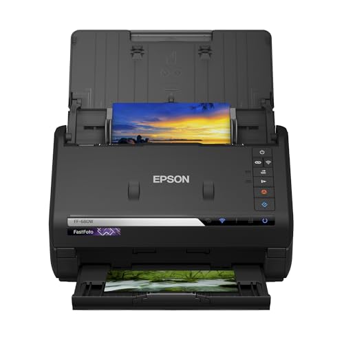 23% DESCUENTO EPSON FastFoto FF 680W | Escáner de Fotos y Documentos 600 DPI, 30 Fotos en 30 Segundos, Alimentador Automático, Restauración de Color, WiFi, Cloud Upload | Color Negro