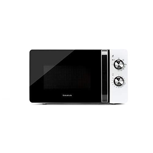 49% DESCUENTO Taurus Fastwave 20 Grill Horno microondas, 20L, 700W, Grill 800W, 9 potencias, Función descongelar, Auto Clean, Sistema White&Clean, Blanco/Plata