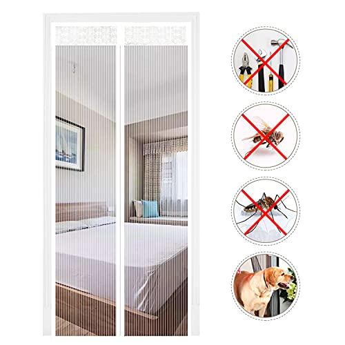 56% DESCUENTO EXTSUD Mosquitera Puertas Cortina Mosquitera Magnética para Puertas Protección contra Insectos para Puerta de Balcón Sala de Estar Puerta de Patio, Blanco (80 x 200cm)